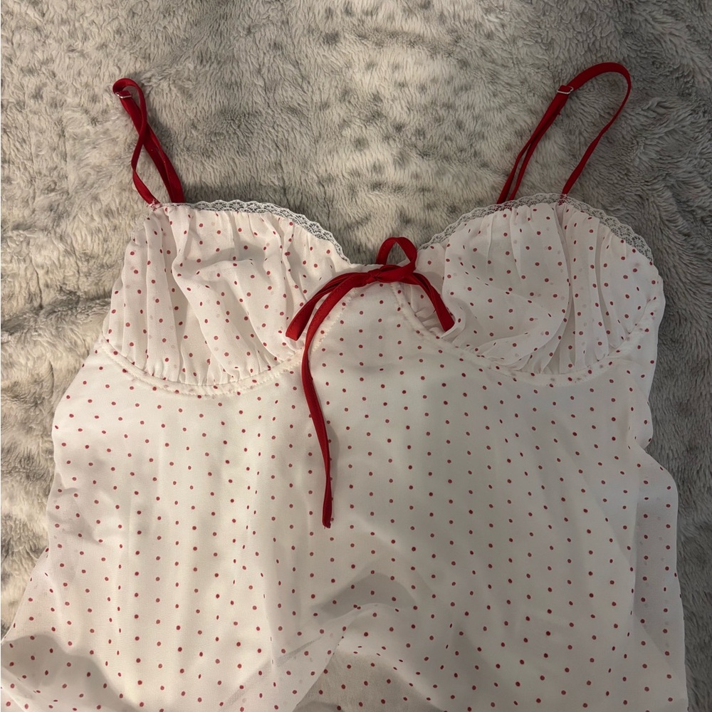 Target White and Red Polka Dot Camisole